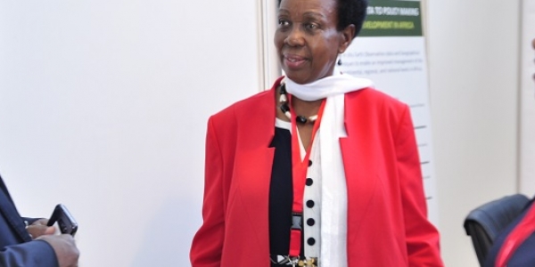Mrs Rhoda Peace Tumusiime, Commissioner for Rural Economy and Agriculture for the African Union Commission at the MESA stand at African Water week